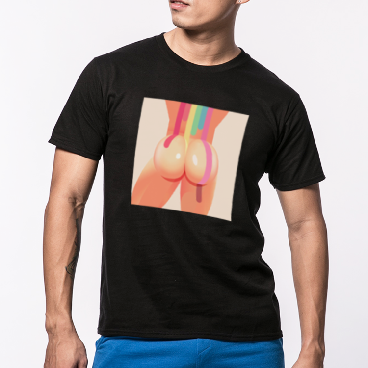 【彩虹翹臀-黑色】我的美尻系列T-shirt