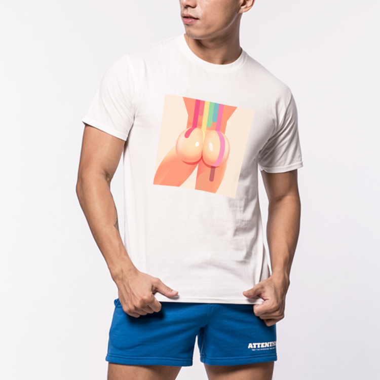 【彩虹翹臀-白色】我的美尻系列T-shirt