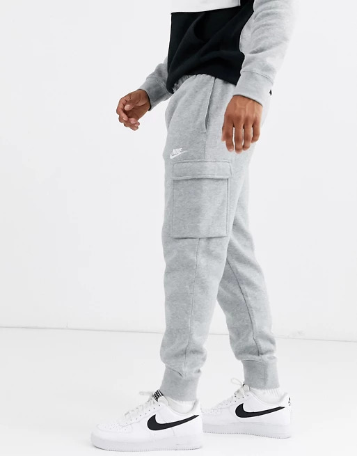 Nike Club Fleece Cargo Joggers Light Grey