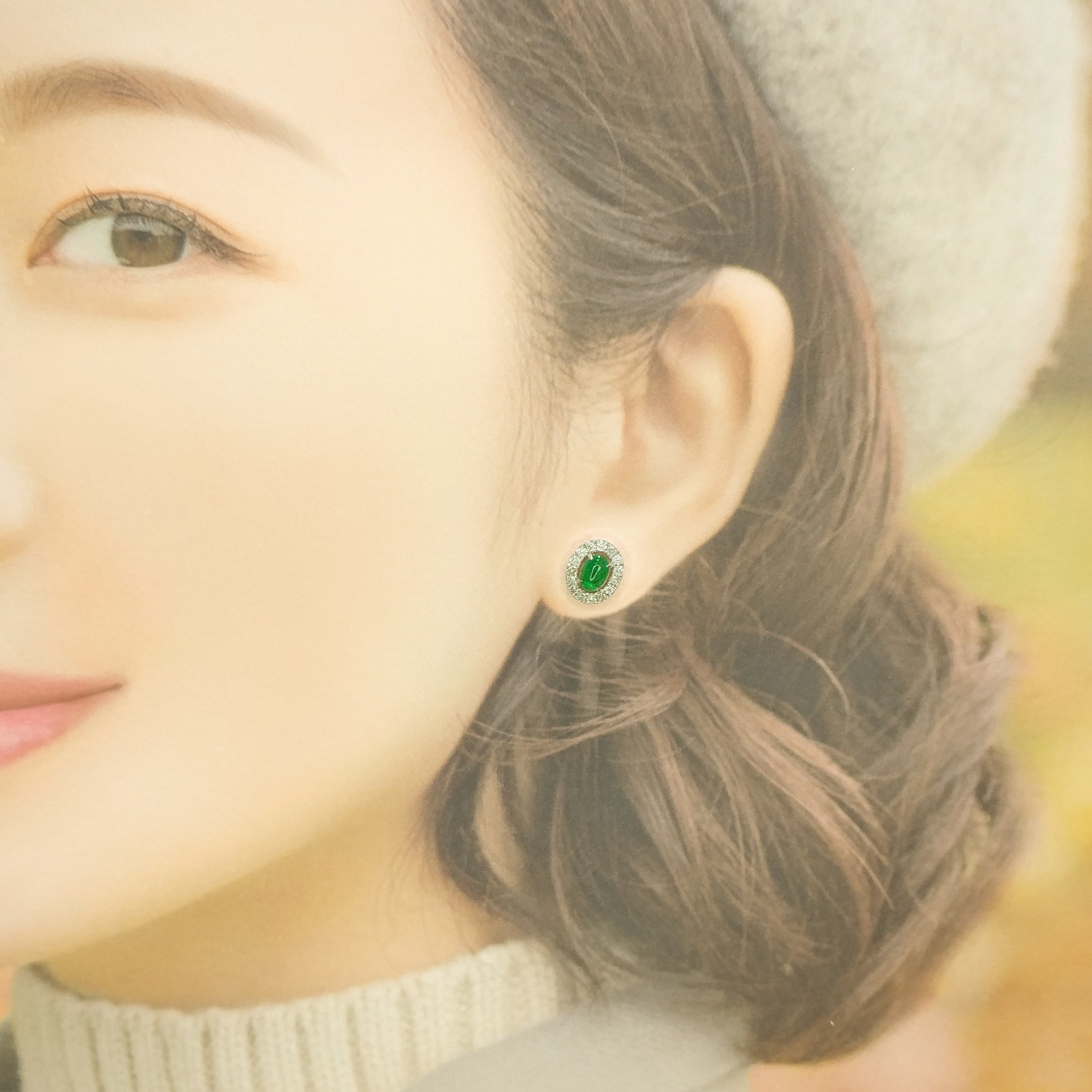 18K White Gold 1.12ct Emerald and Diamond Earrings