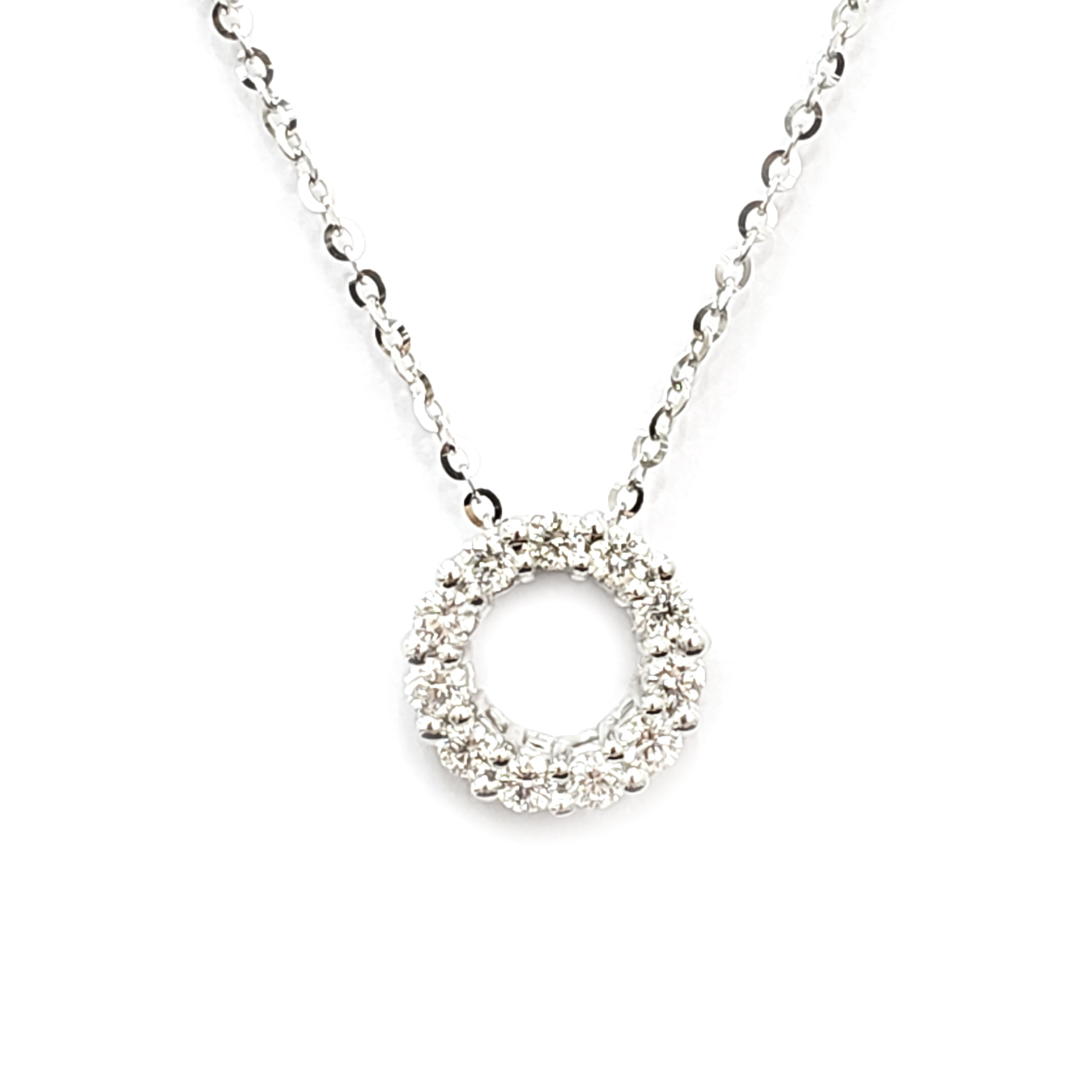 18K白金天然鑽石吊墜