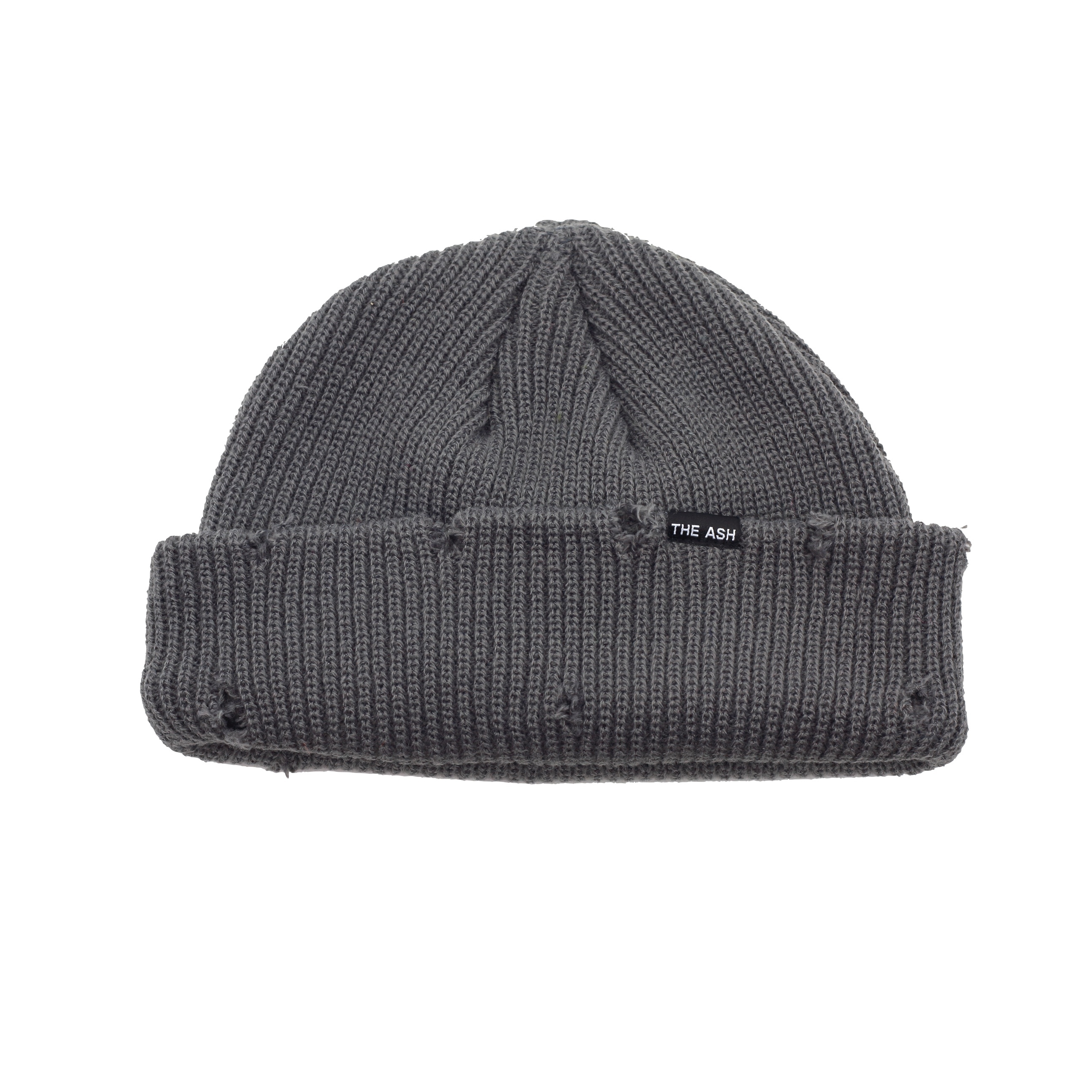 The Ash - Ripped Short Beanie Charcoal