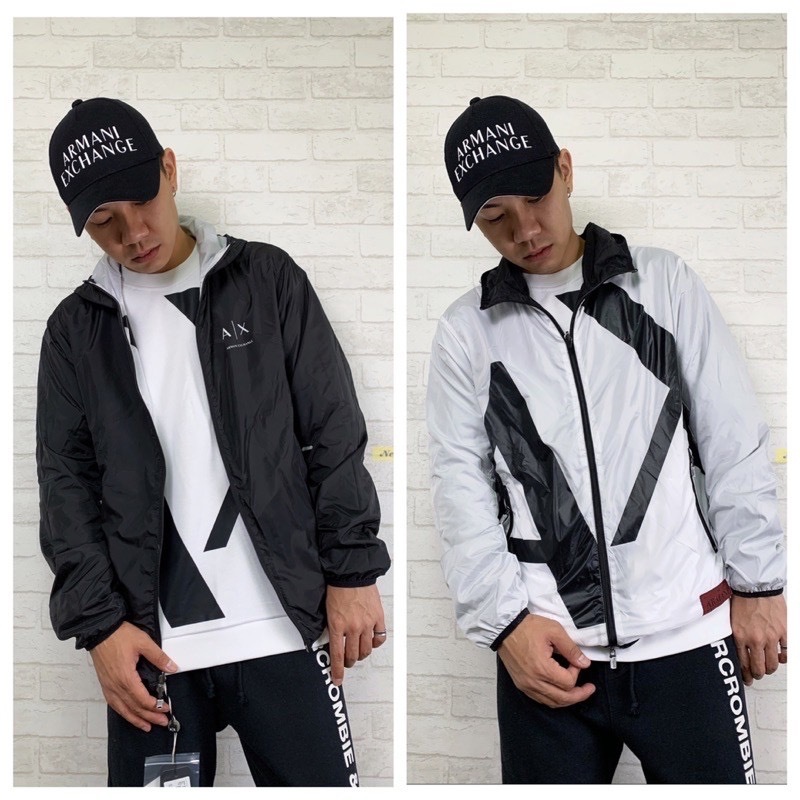 Armani Exchange AX 滿版大字母 雙面穿 薄款 防風外套 風衣