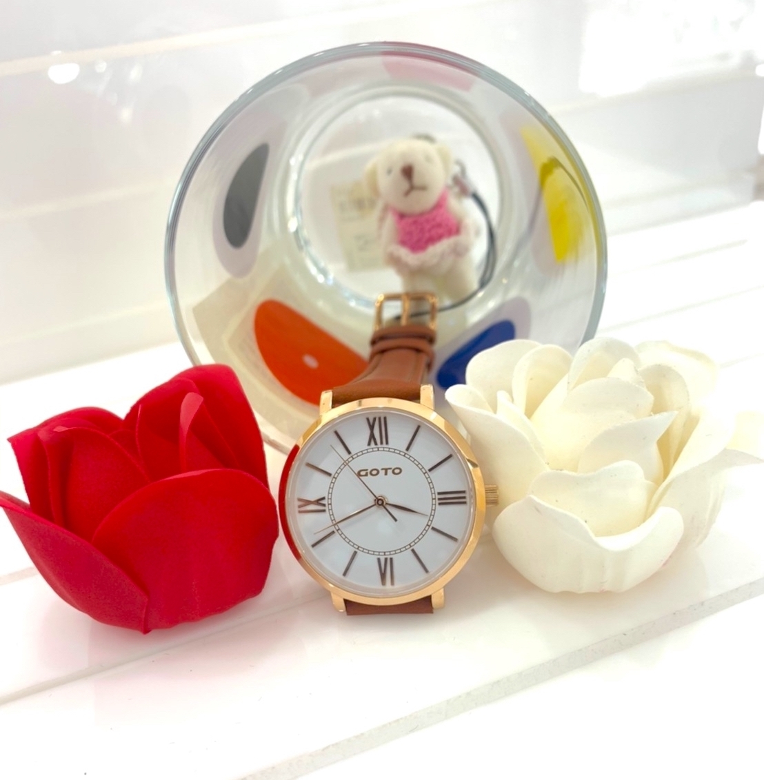 【GOTO】低調奢華小資女專屬腕錶-咖啡色/粉色皮帶 GL0054L-4K-241/GL0054L-48-241 33mm 現代鐘錶