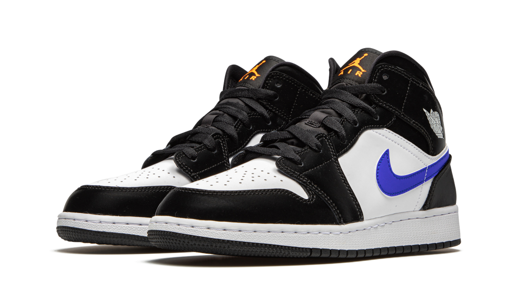 air jordan 1 mid black white blue