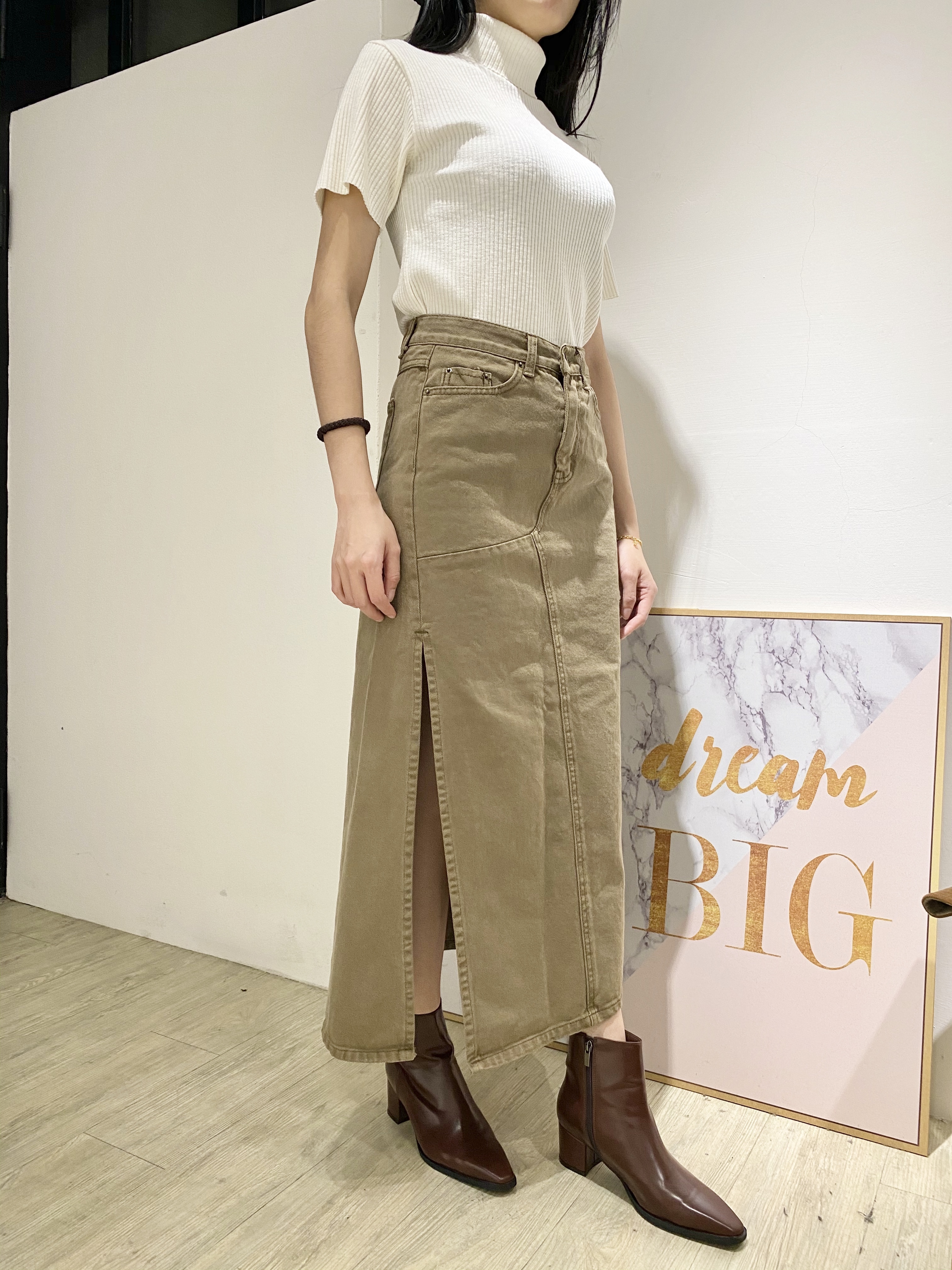 隱藏版超正點側開衩小個性牛仔裙