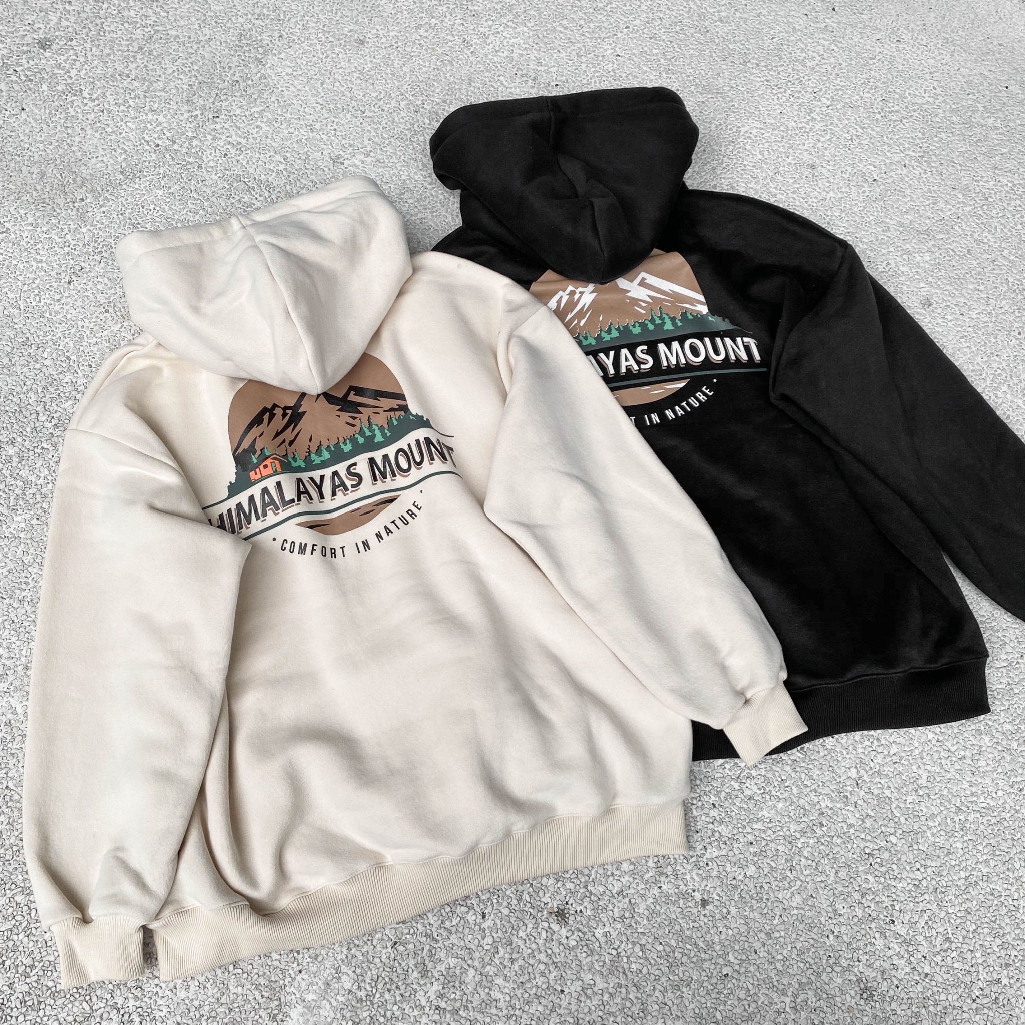 自訂款  厚磅雪山山脈寬鬆帽TEE C86613