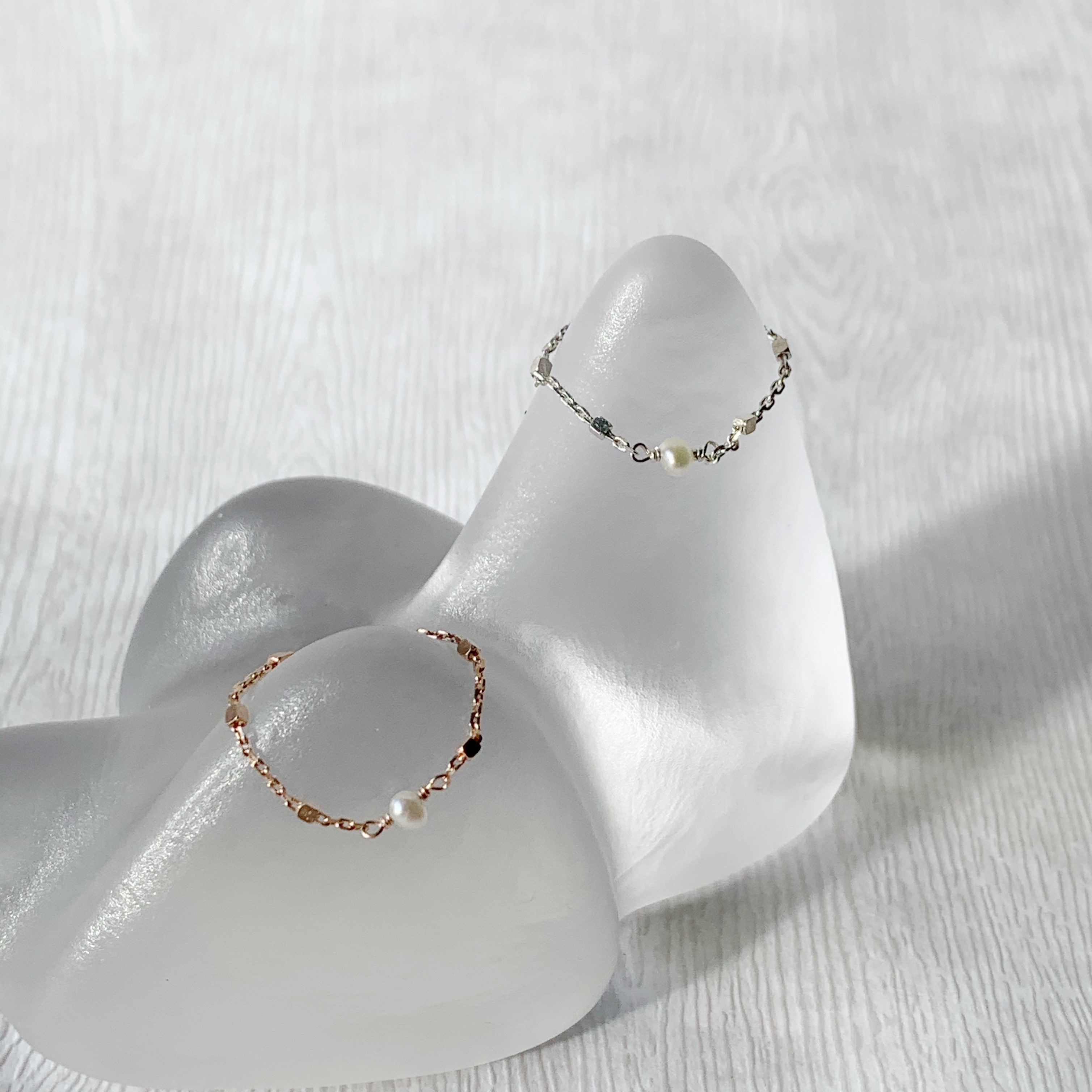 珍珠小方塊鏈戒