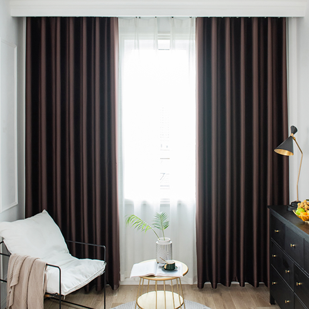 加厚緞面 • 咖啡 • 遮光窗簾