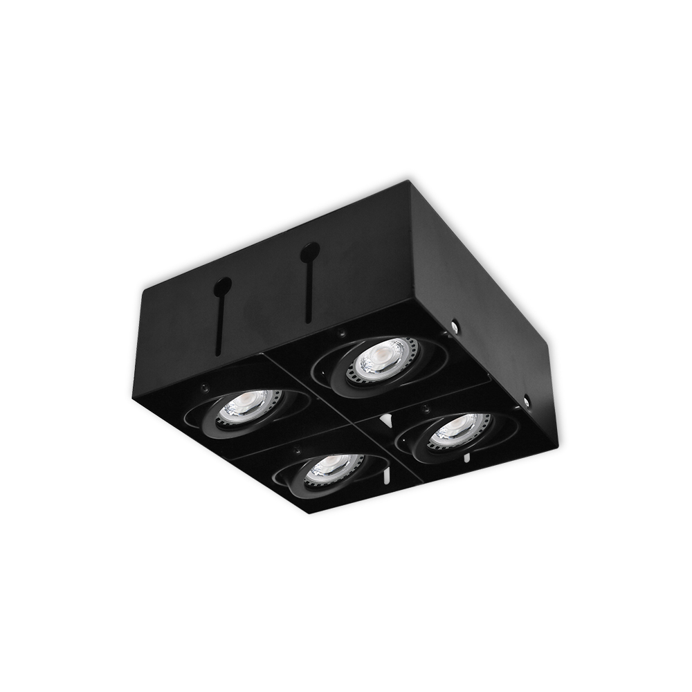 MR16盒燈 無邊框 黑色 四燈