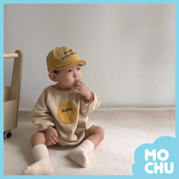 HELLO笑臉加絨長袖包屁衣(兩色)