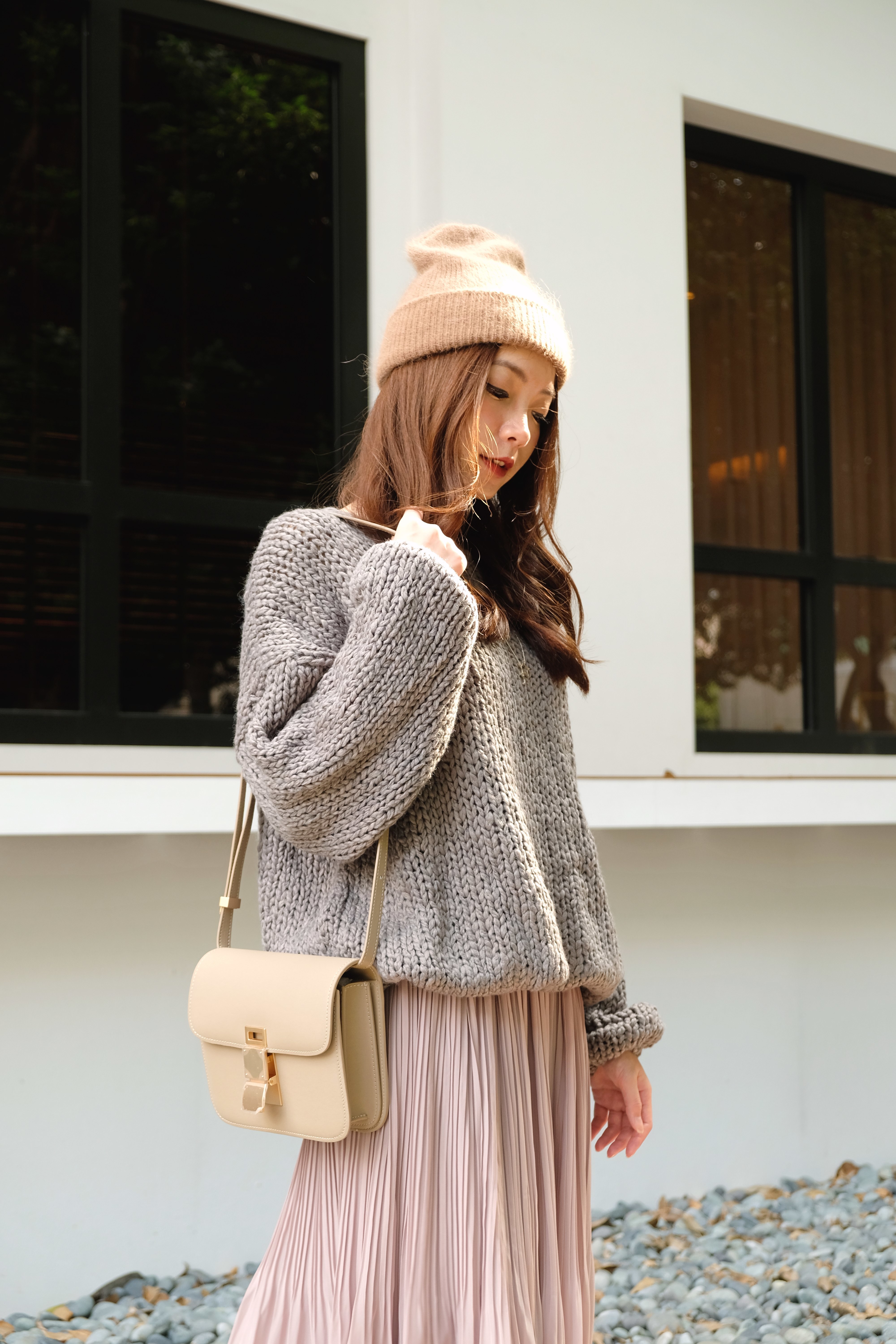 好想包色手工感粗鉤泡針慵懶泡泡針織