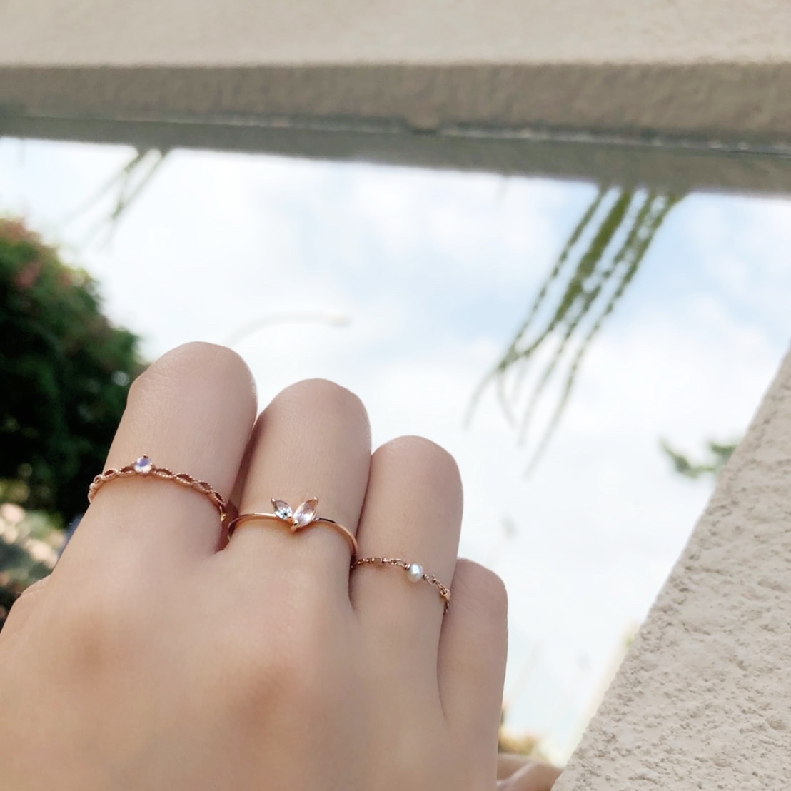 珍珠小方塊鏈戒