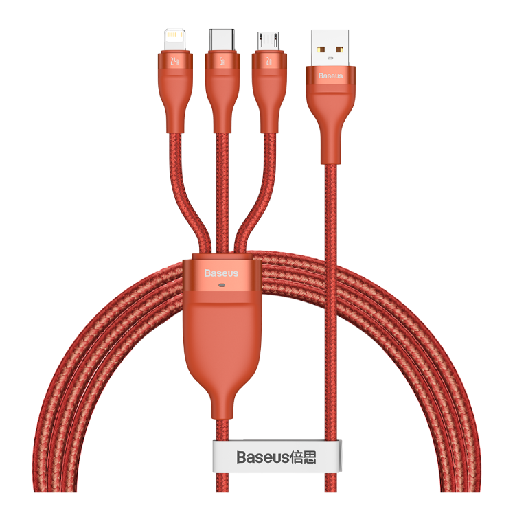 【Baseus倍思】閃速一拖三數據線M+L+T (5A)