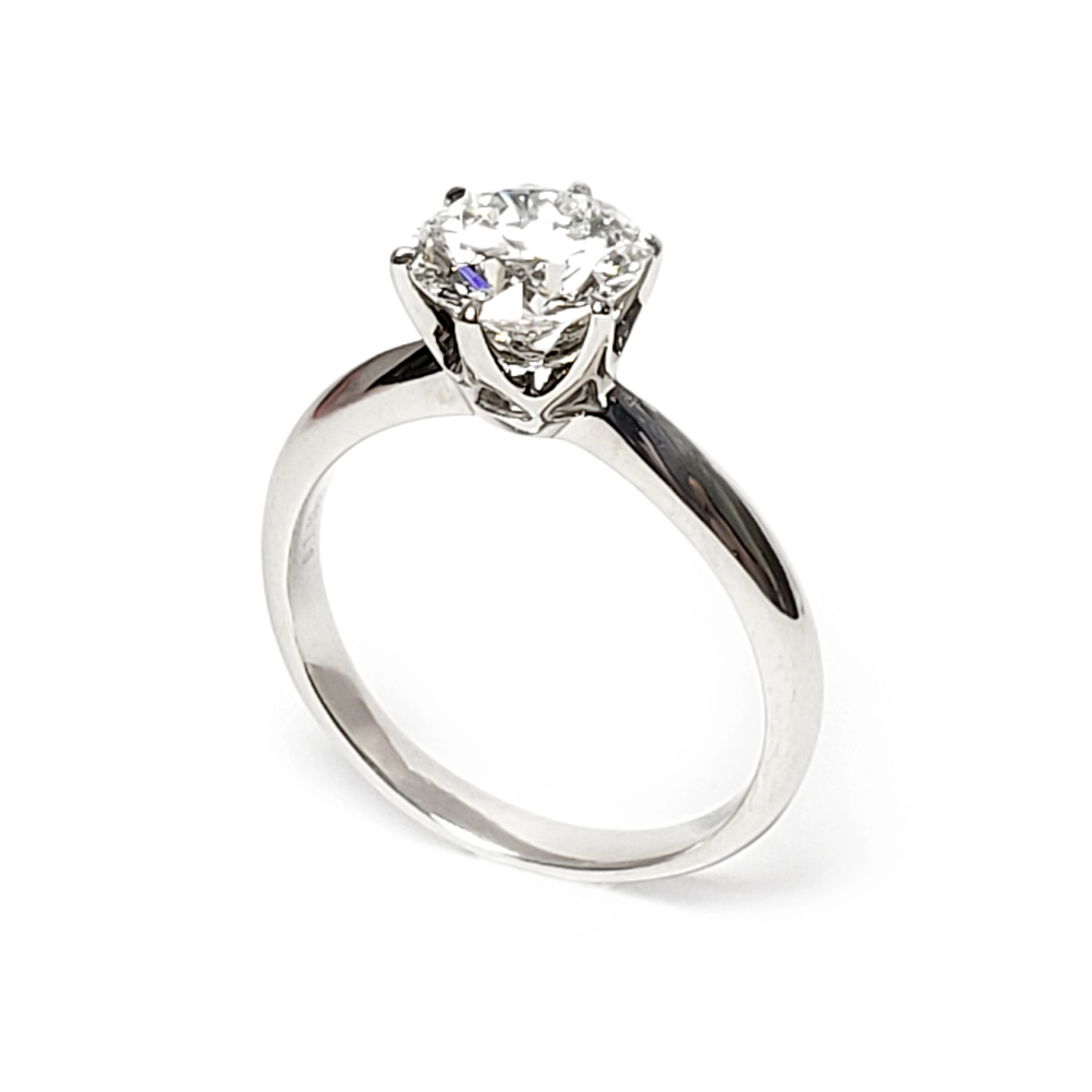 18K白金六爪經典刀臂戒指托