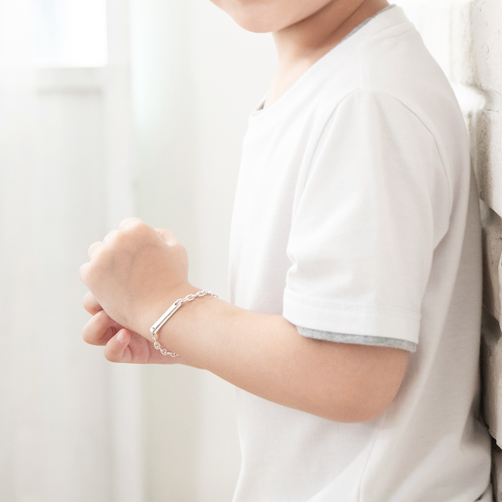 平安竹 親子兒童手鍊(寬版) 925純銀客製化刻字手鍊