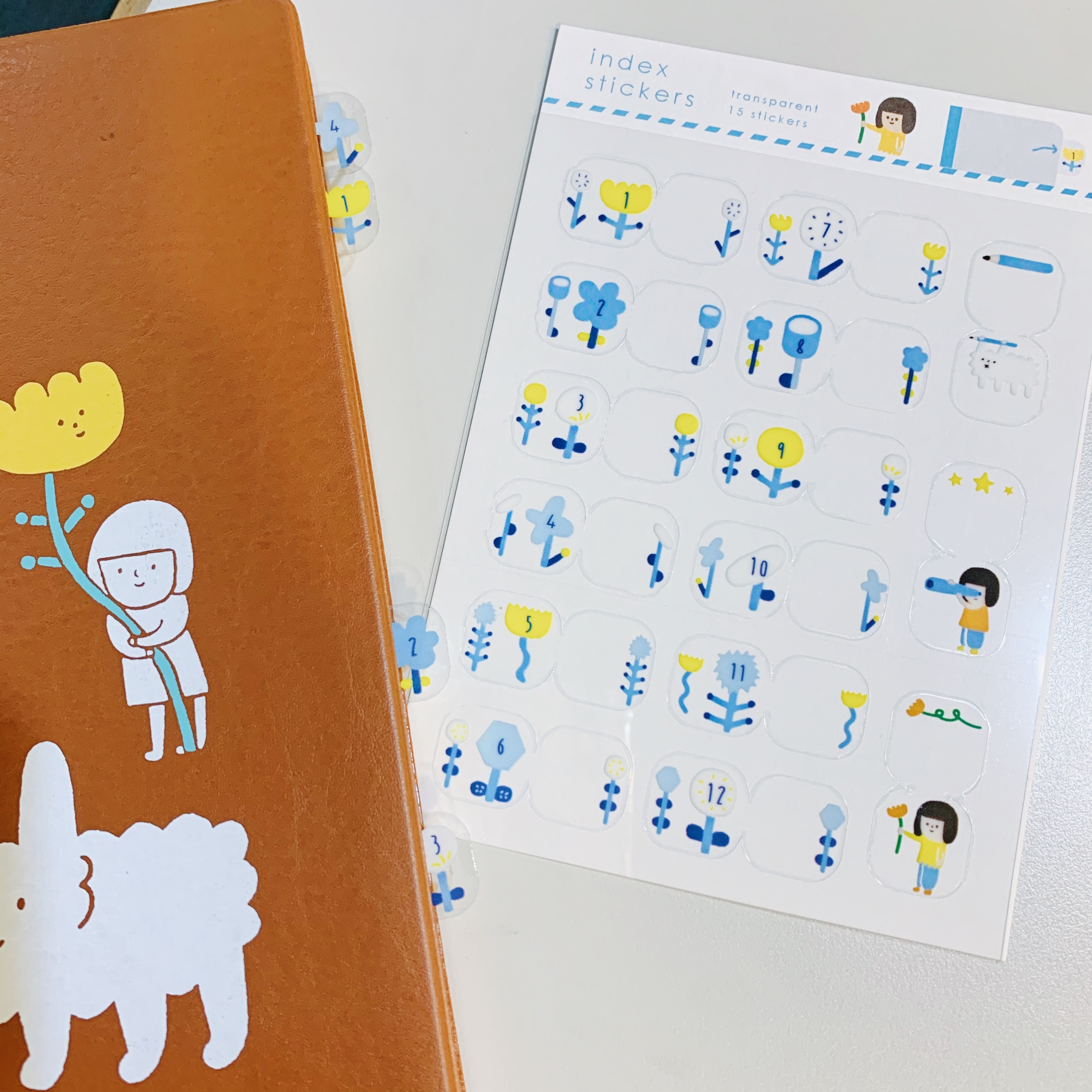 右手超人 透明月份索引貼紙 花