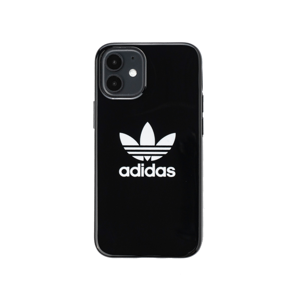 【 adidas iPhone 12 mini 原廠經典亮面三葉草手機殼 - 黑色 】