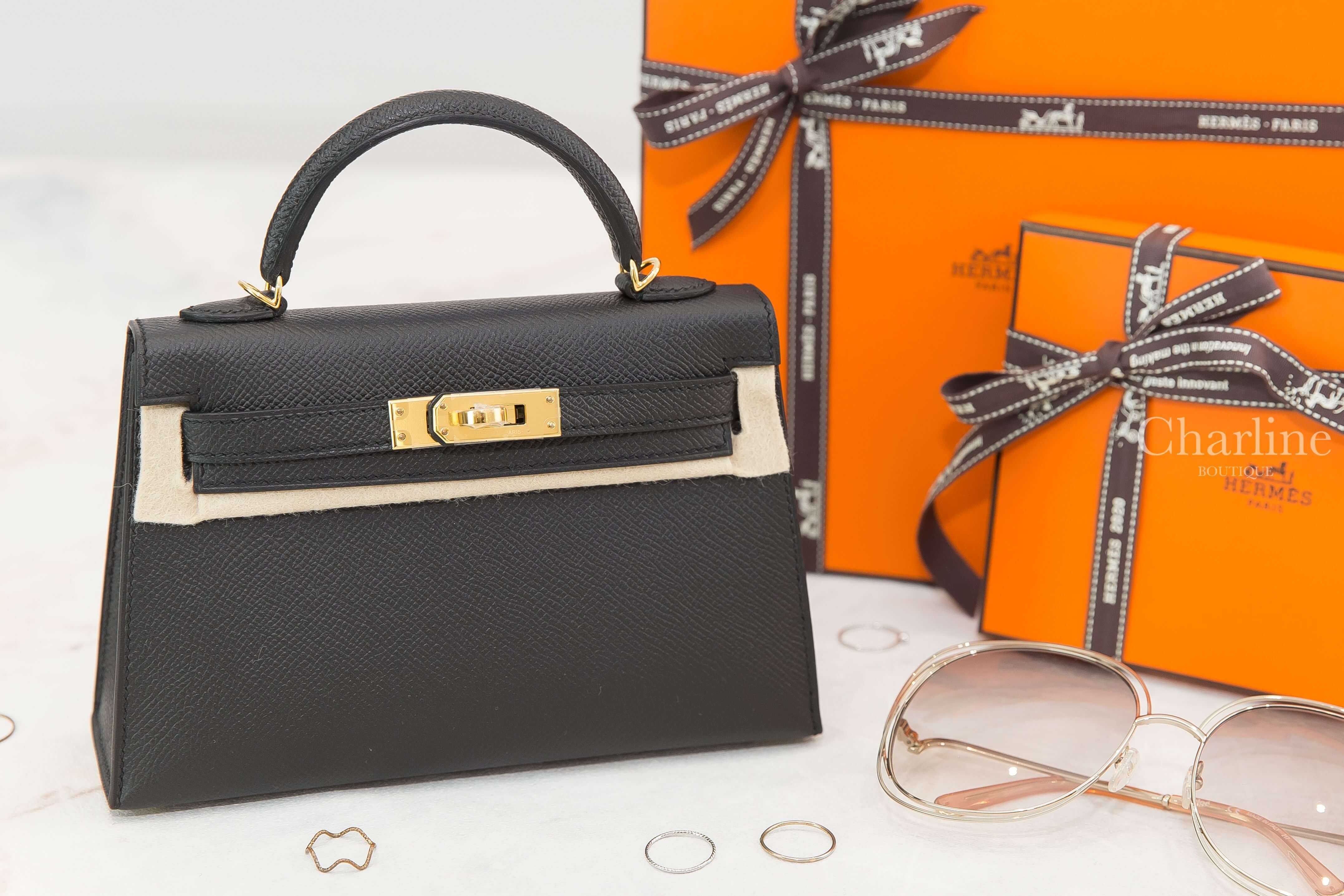 Hermès Mini Kelly II 89 Noir Epsom 黑色金釦迷你凱莉包