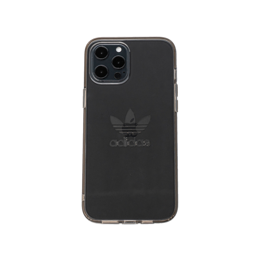 【 adidas iPhone 12 PRO MAX 原廠透明大三葉草手機殼 - 透灰 】