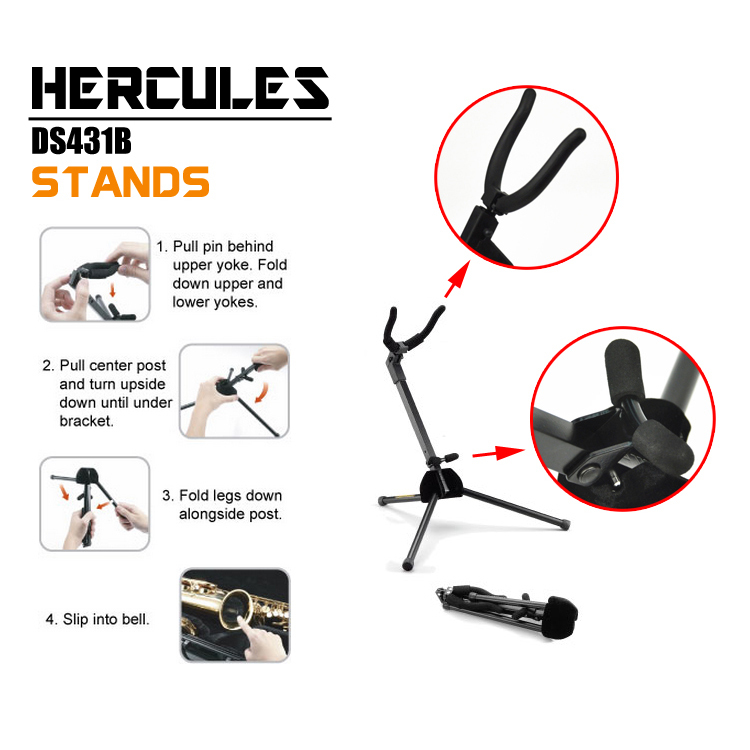 海克力斯 HERCULES  DS431B 輕便型 中音薩克斯風架 ALTO SAX 可置入號口