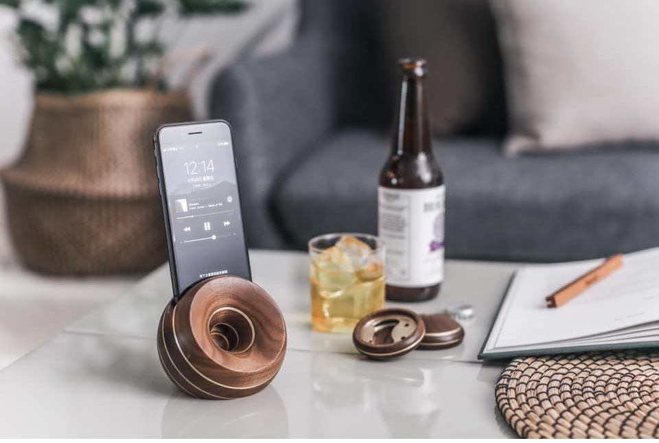 fünwood 方木 EcHome 實木黃銅手機擴音器