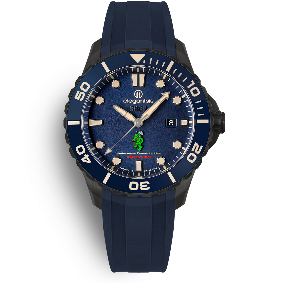 萬年鐘錶 - elegantsis 愛樂時  鈦金屬海軍水中爆破  限量    ELJX65AS-ROCN   錶徑44MM