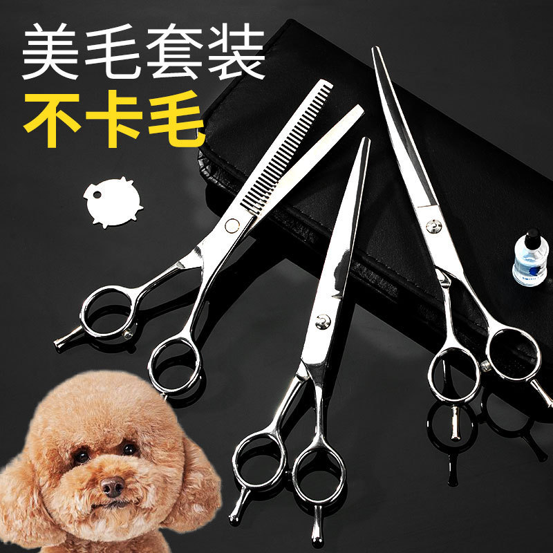 宠物美容套装 牙剪 直剪 弯剪 排梳 4in1