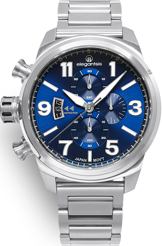 萬年鐘錶 - elegantsis 愛樂時  JT48MQS-經典  藍面  ELJT48MQS-OB05MA 錶徑45.5MM