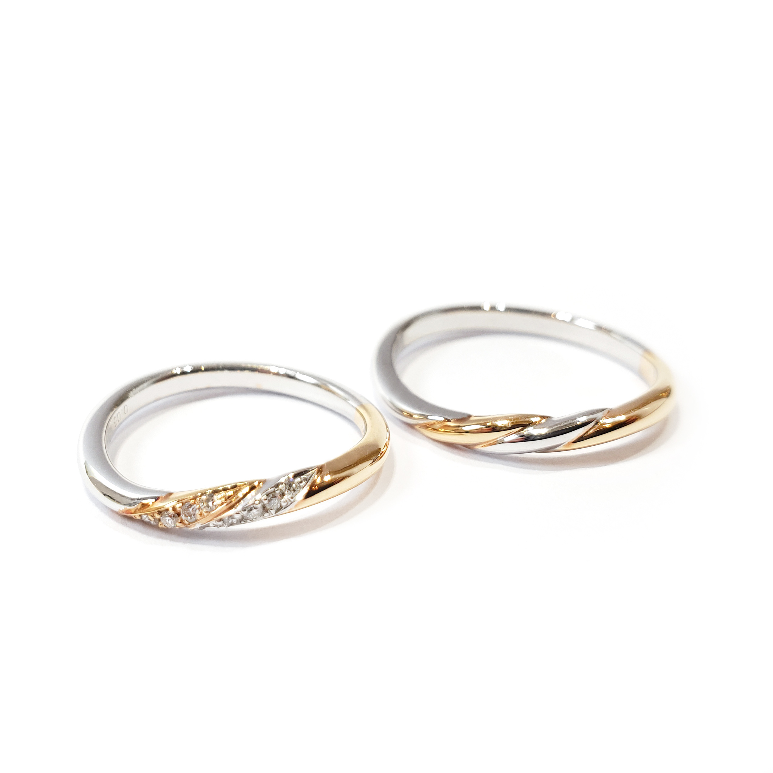 18K 白金/ 玫瑰金天然鑽石結婚戒指