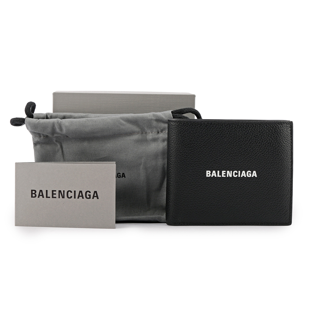 【BALENCIAGA】經典Logo牛皮8卡對開短夾