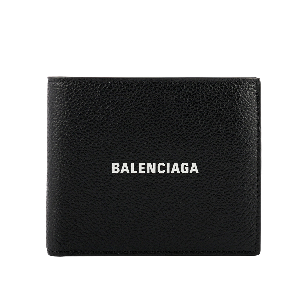 【BALENCIAGA】經典Logo牛皮8卡對開短夾