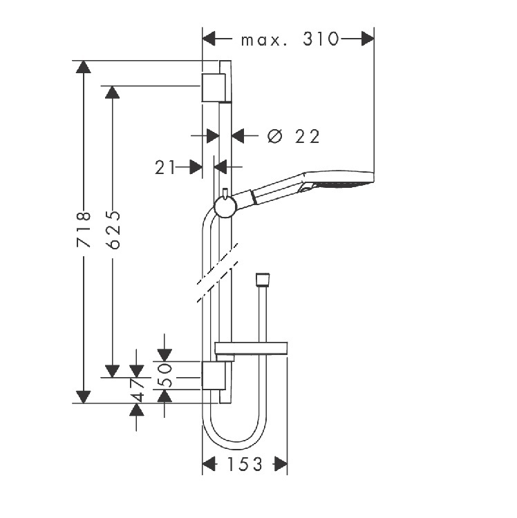 hansgrohe Raindance Select S 27654, -000 Shower set 120 3jet Powder Rain