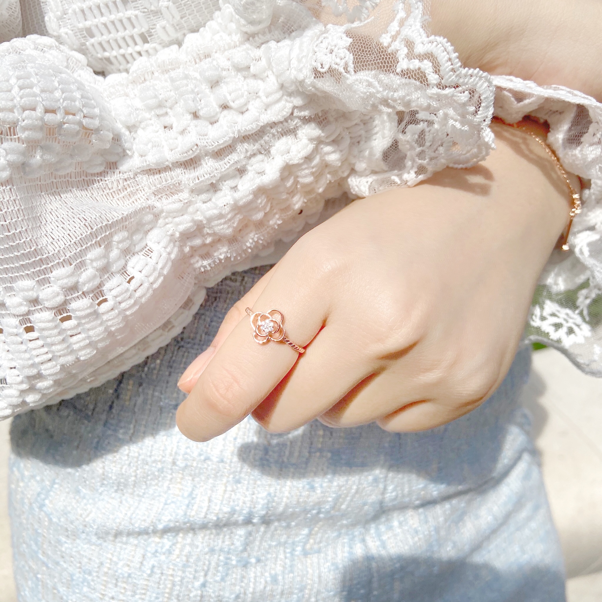 | 925純銀・ 玫瑰金 |  鏤空玫瑰戒指 | RI0189 |
