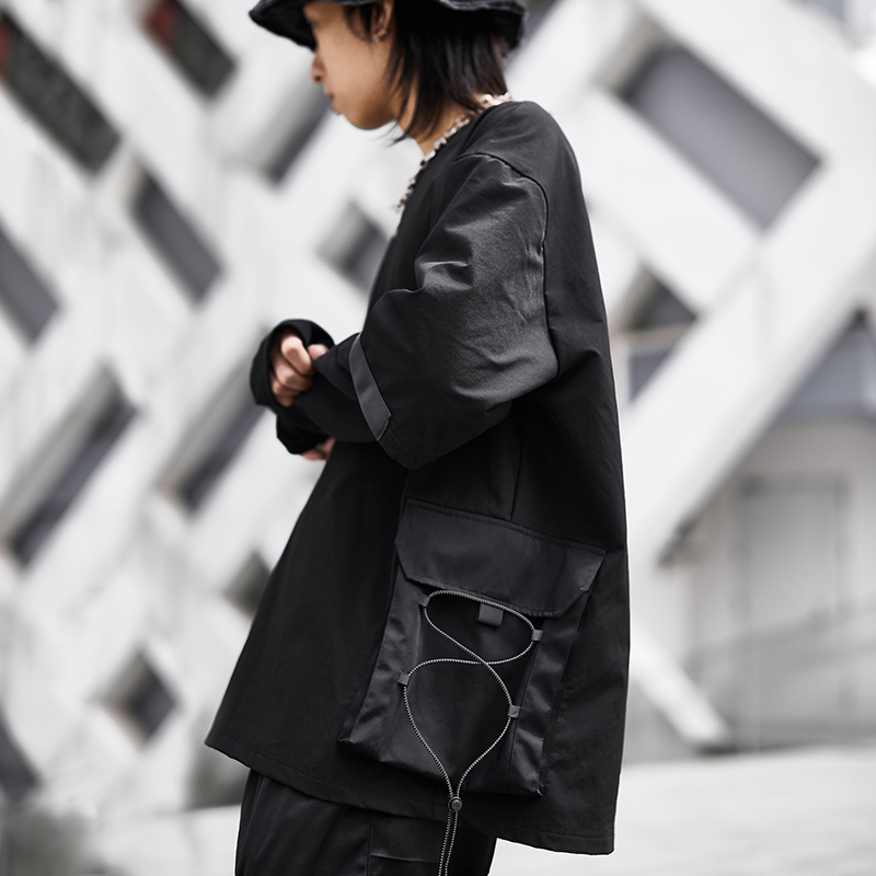 異形假兩件口袋打底長袖衛衣