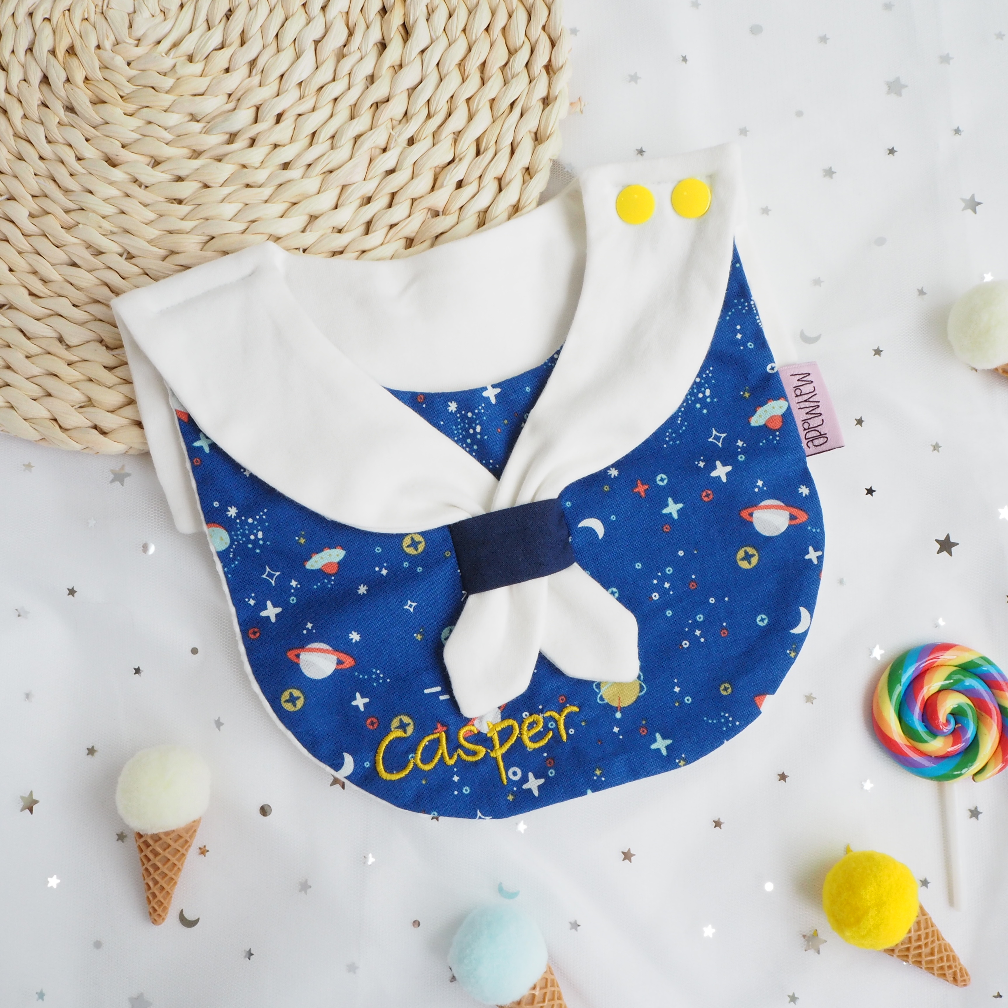 太空圖案 水手造型口水肩 彌月禮物