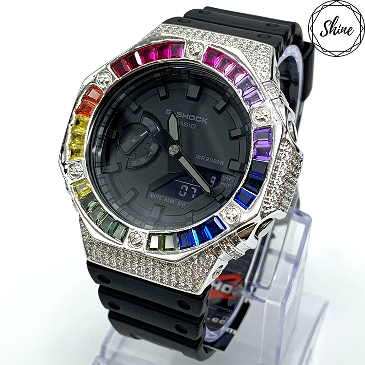 銀色 改裝手錶 GA-2100-1A1 - 彩虹