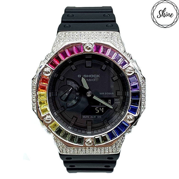 銀色 改裝手錶 GA-2100-1A1 - 彩虹