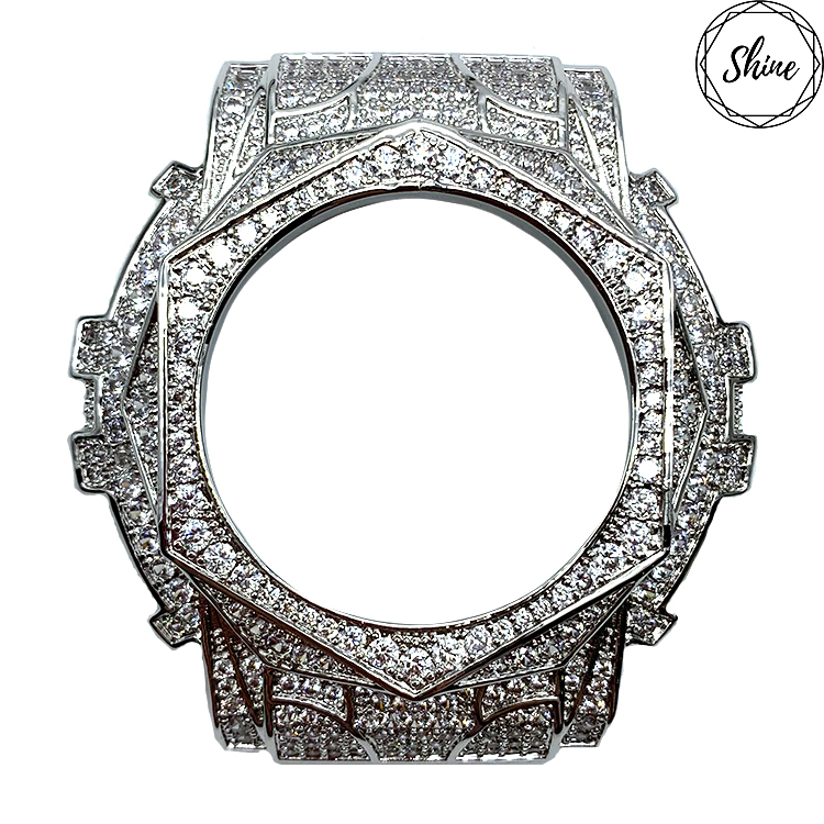 BA-110 玫瑰設計 銀X白石 金屬錶殼