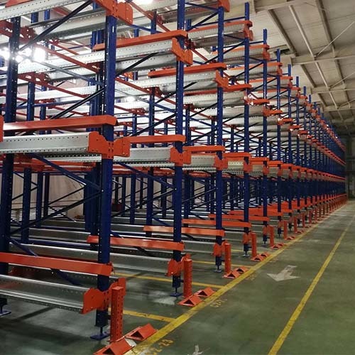 倉儲設備 : 穿梭式棧板物料架(重量型棧板鋼架-標準藍橘色)