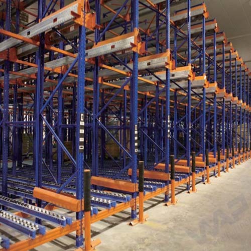 倉儲設備 : 穿梭式棧板物料架(重量型棧板鋼架-穿梭式+流利式物料架)