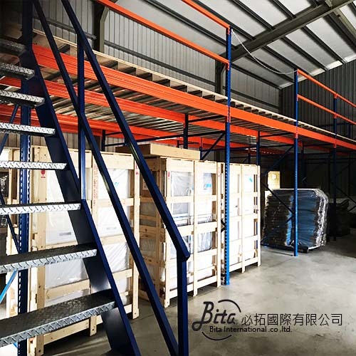 倉儲設備 : 穿梭式棧板物料架(重量型棧板鋼架-積層式夾層)
