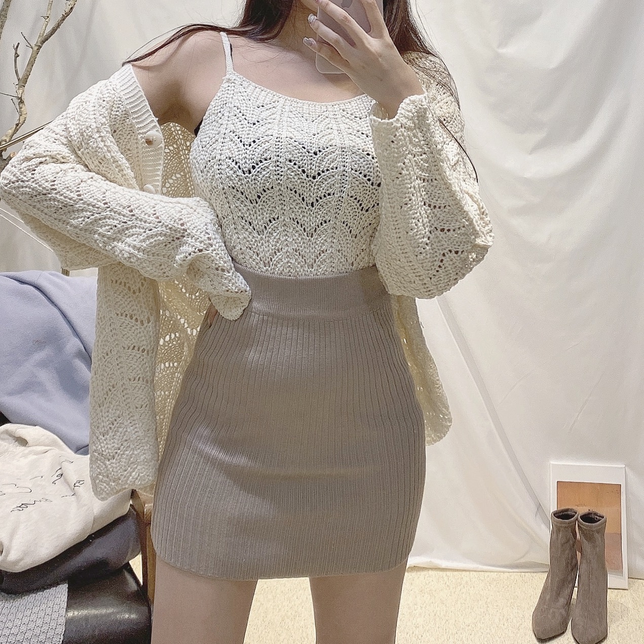 琥珀釦針織外套SET/二色