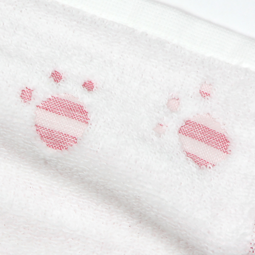 日本今治xSelbie Pon白犬 絨毛拼紗巾雙面方巾 (粉紅) 34x35 (日本製)