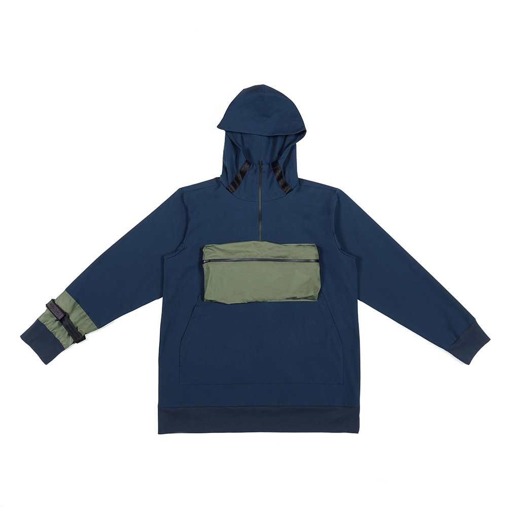 連帽防潑水大口袋上衣 - 藍