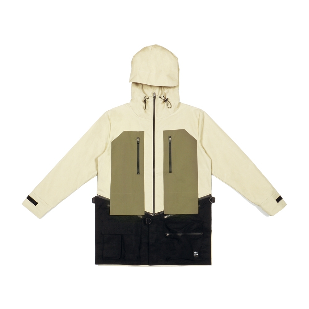 防潑水兩穿拆卸口袋風衣 - 卡其