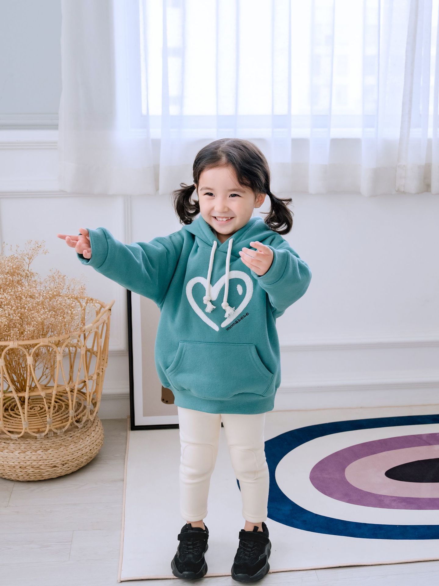 現貨出清 親子款 <加厚> 綠色愛心帽T 連身衣