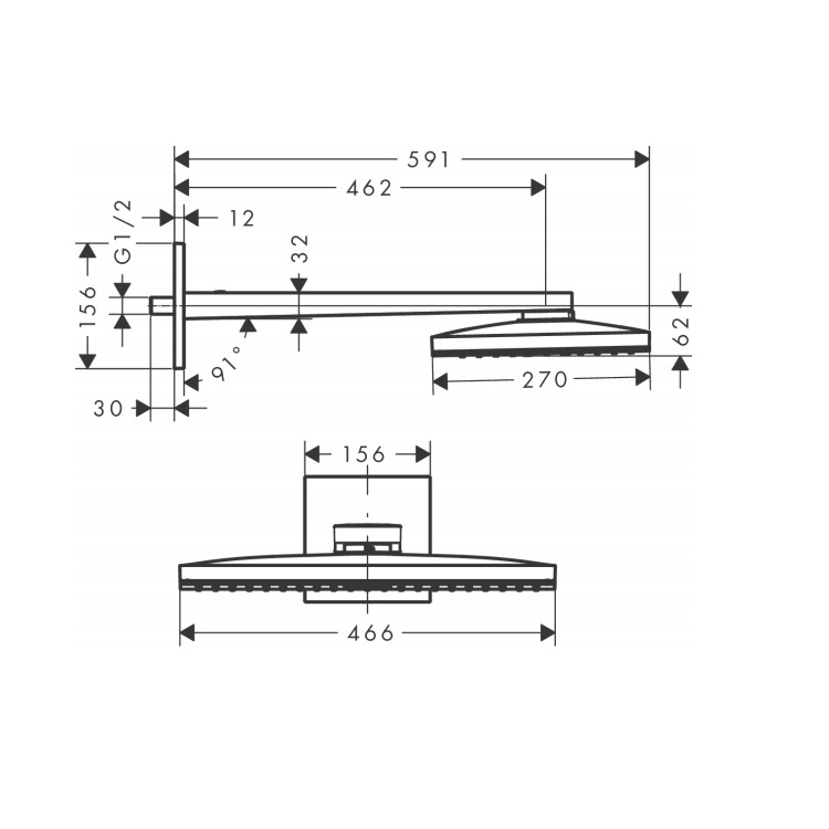 hansgrohe Rainmaker Select 24003, -400 460 1jet overhead shower with shower arm *Display Item*
