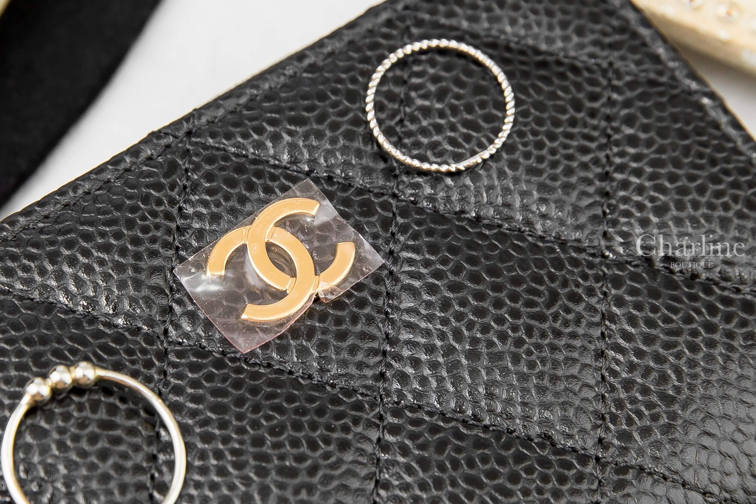 Chanel Coin Card Zip CC Purse 黑色金CC酒紅內裡荔枝菱格紋卡片拉鍊零錢夾