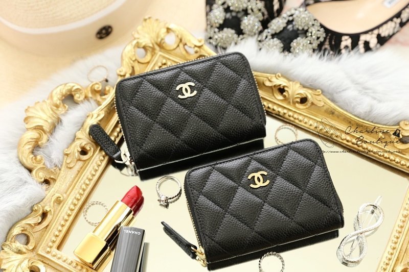 Chanel Coin Card Zip CC Purse 黑色金CC荔枝紋卡片拉鍊零錢夾,Chanel Classic Zipped Coin Purse 黑色銀CC荔枝菱格紋拉鍊零錢包-Charline Boutique 精品代購